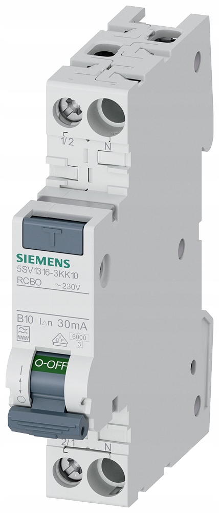 Diferenciálny A Nadprúdový Vypínač 1P+N 30mA B10A 230V Siemens 5SV1316-3KK10