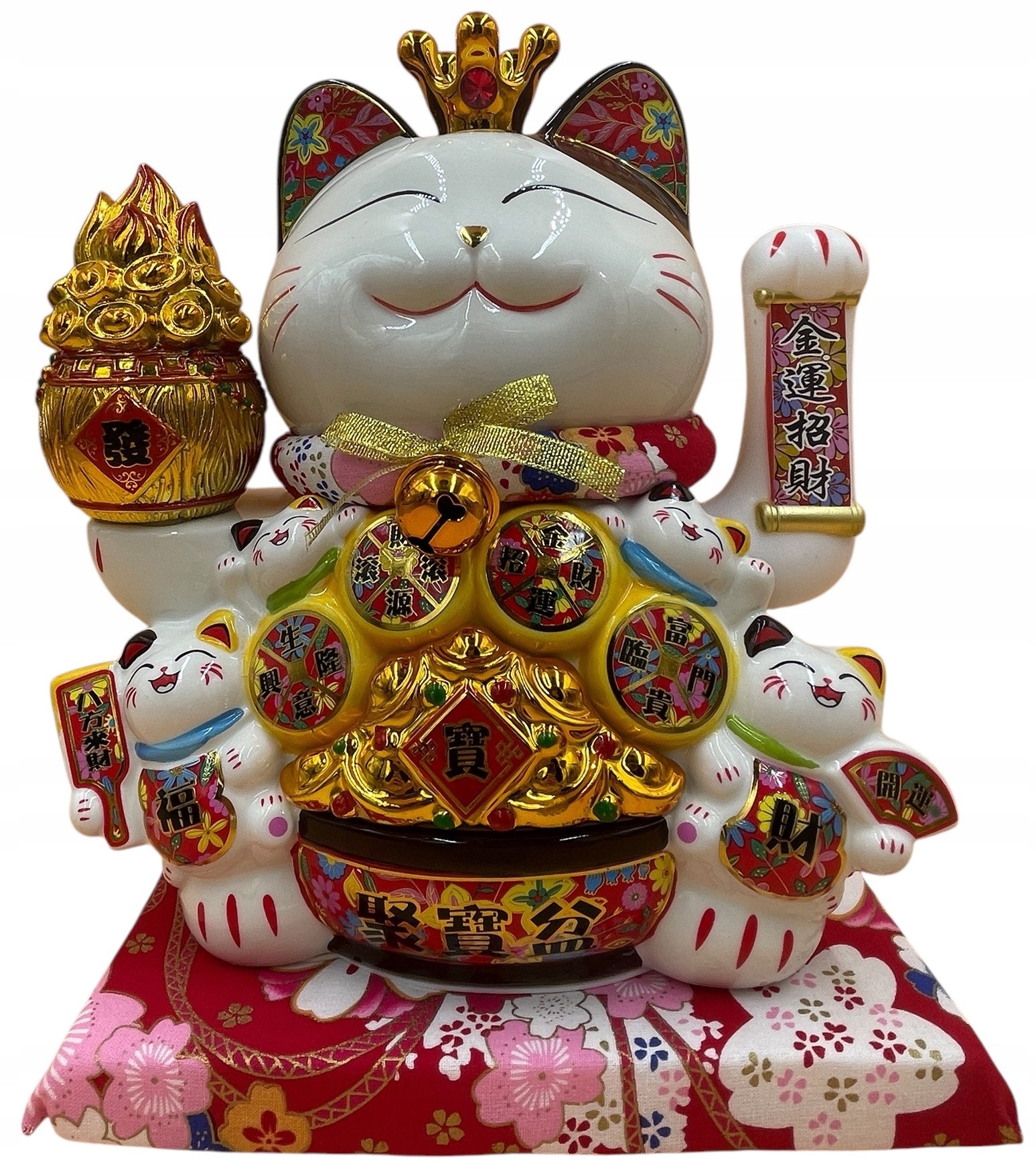 Japonská mačka pre šťastie Maneki-Neko, porcelánová, 30 cm