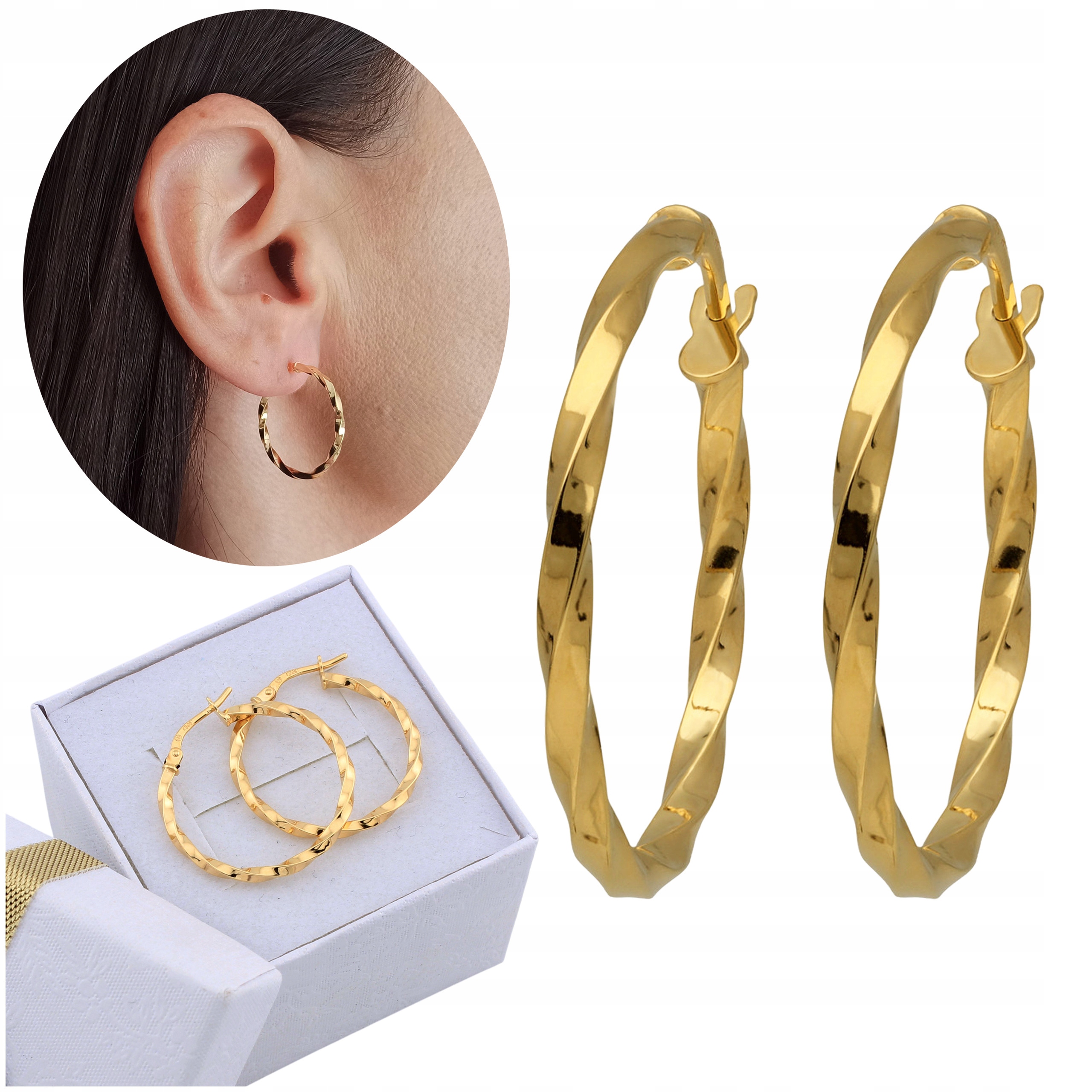 Kolczyki złote Kółka skręcane Koła 20mm Złoto 585