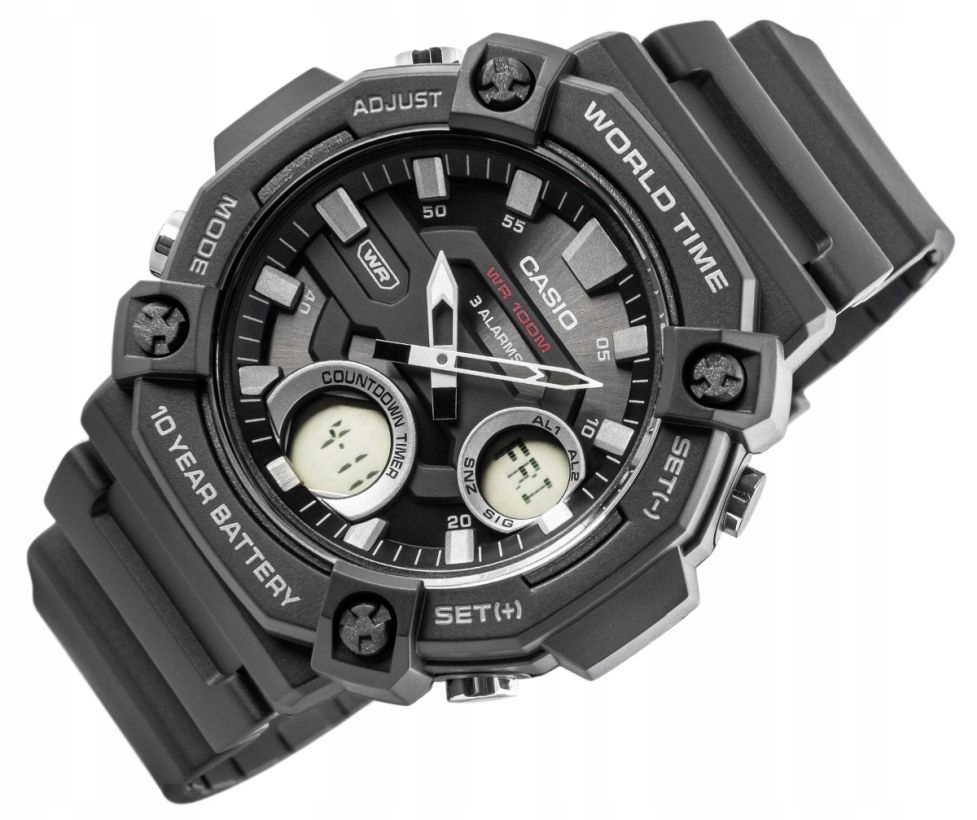Mládežnické Sportovní Hodinky S Telememo Casio AEQ-120V-1A WR100 Alarm Box