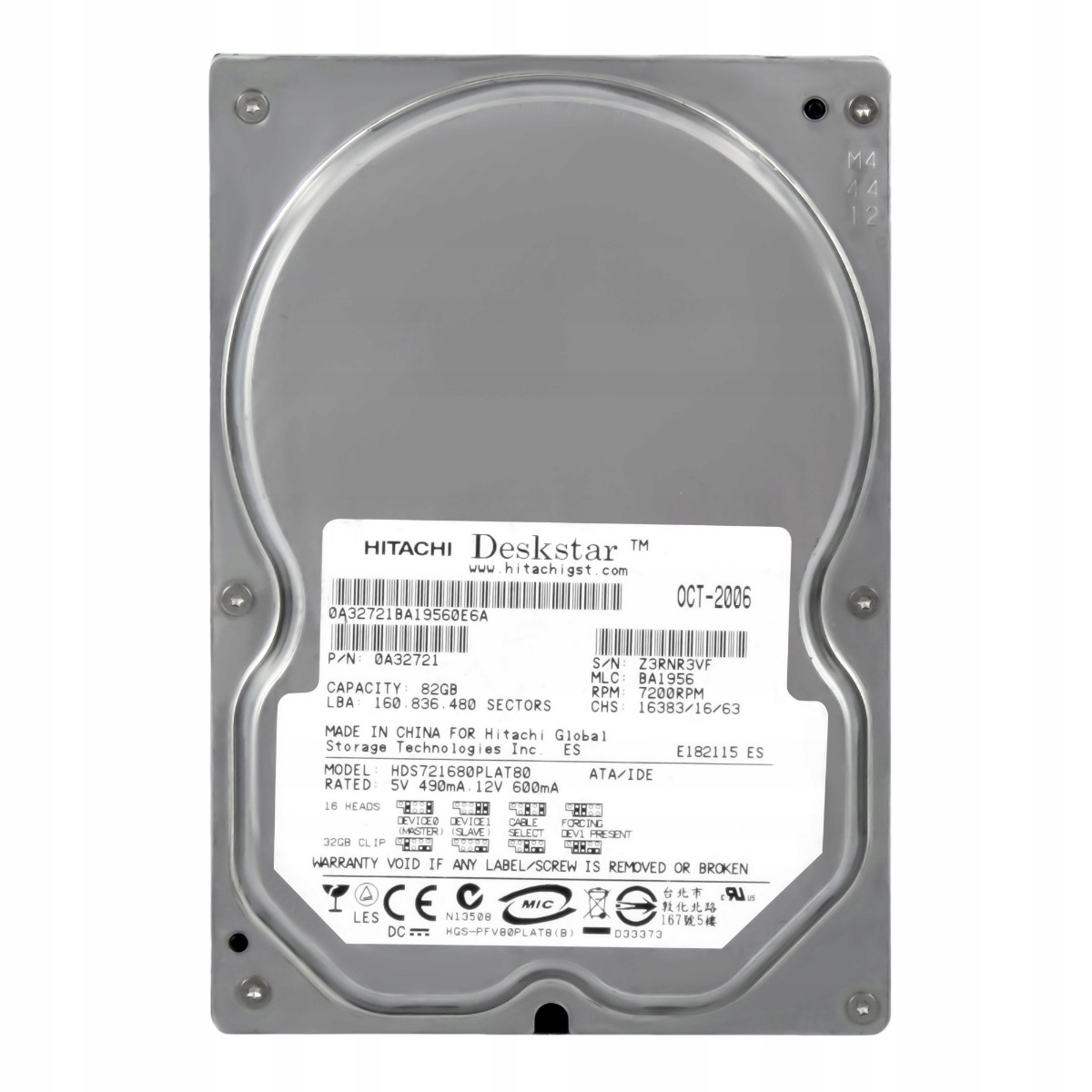 DeskStar 7K160 80GB 7.2K 8MB Ata 3.5'' HDS721680PLAT80