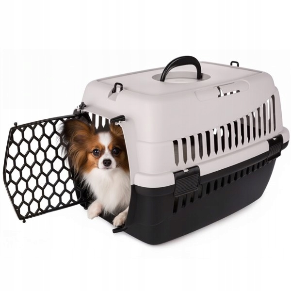 Levně Přepravka pro psa kočku M 56x37x37 cm Abba Šedá, Do auta