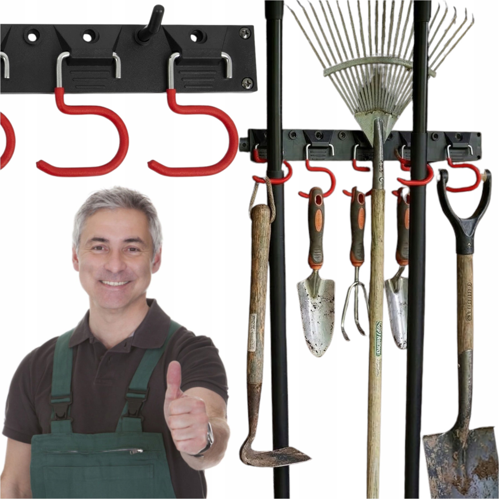 Věšák Na Zahradní Nářadí, Háčky, Organizér Na Zeď, Kartáčová Lišta