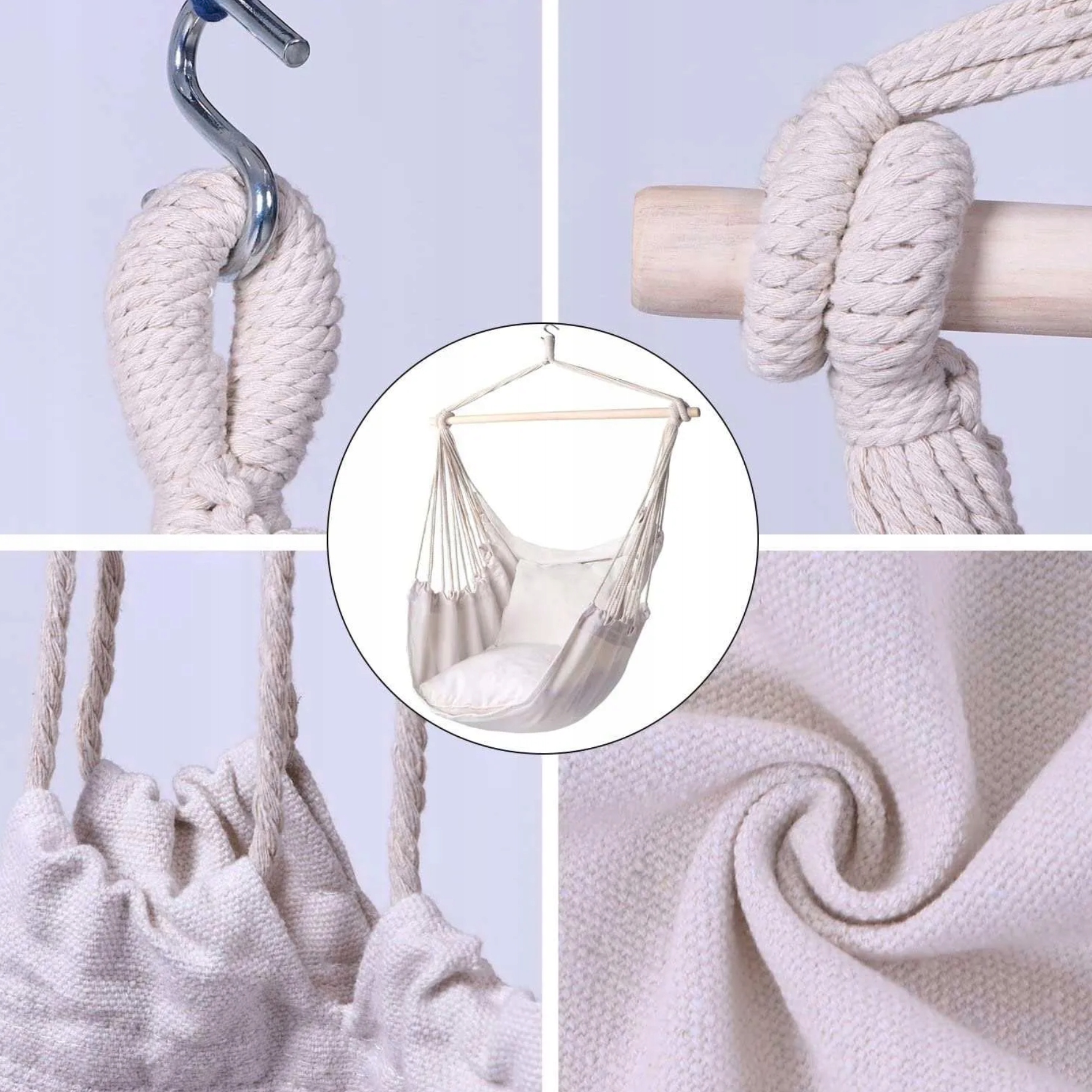 FOTEL WISZĄCY hamak KRZESŁO BRAZYLIJSKIE HUŚTAWKA Średnica/szerokość siedziska 80 cm