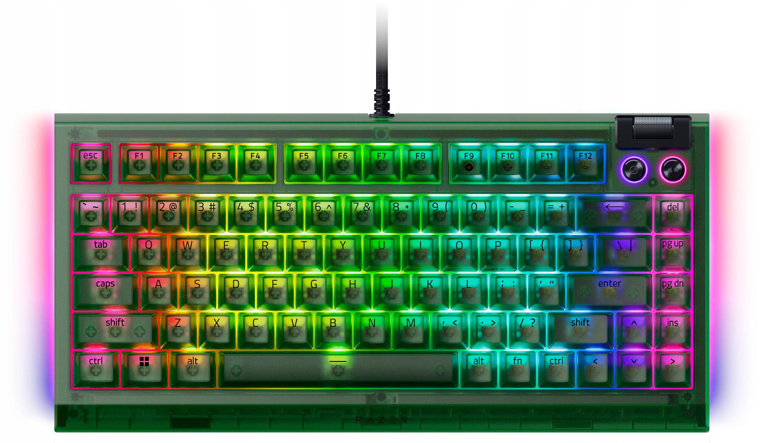 Razer Klawiatura Gamingowa BlackWidow V4 75% Phantom Green, US — 10