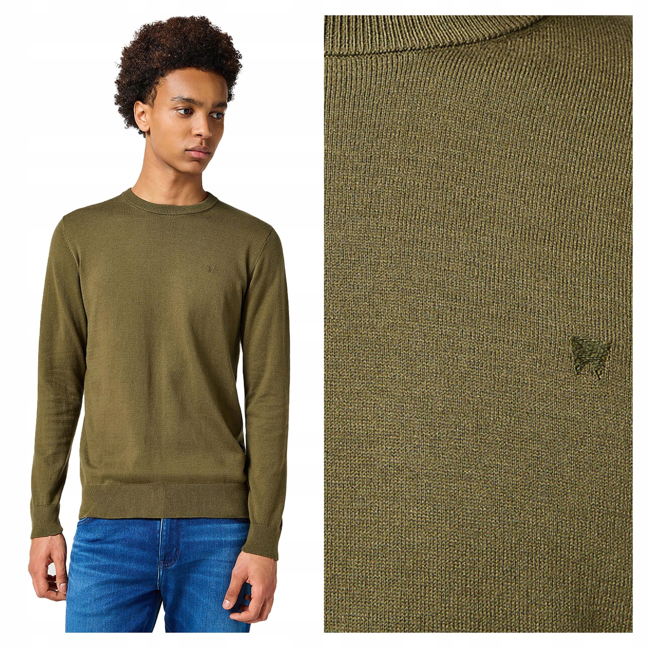 Pánský svetr Wrangler Tmavě zelený Klasický svetr Regular Fit XL