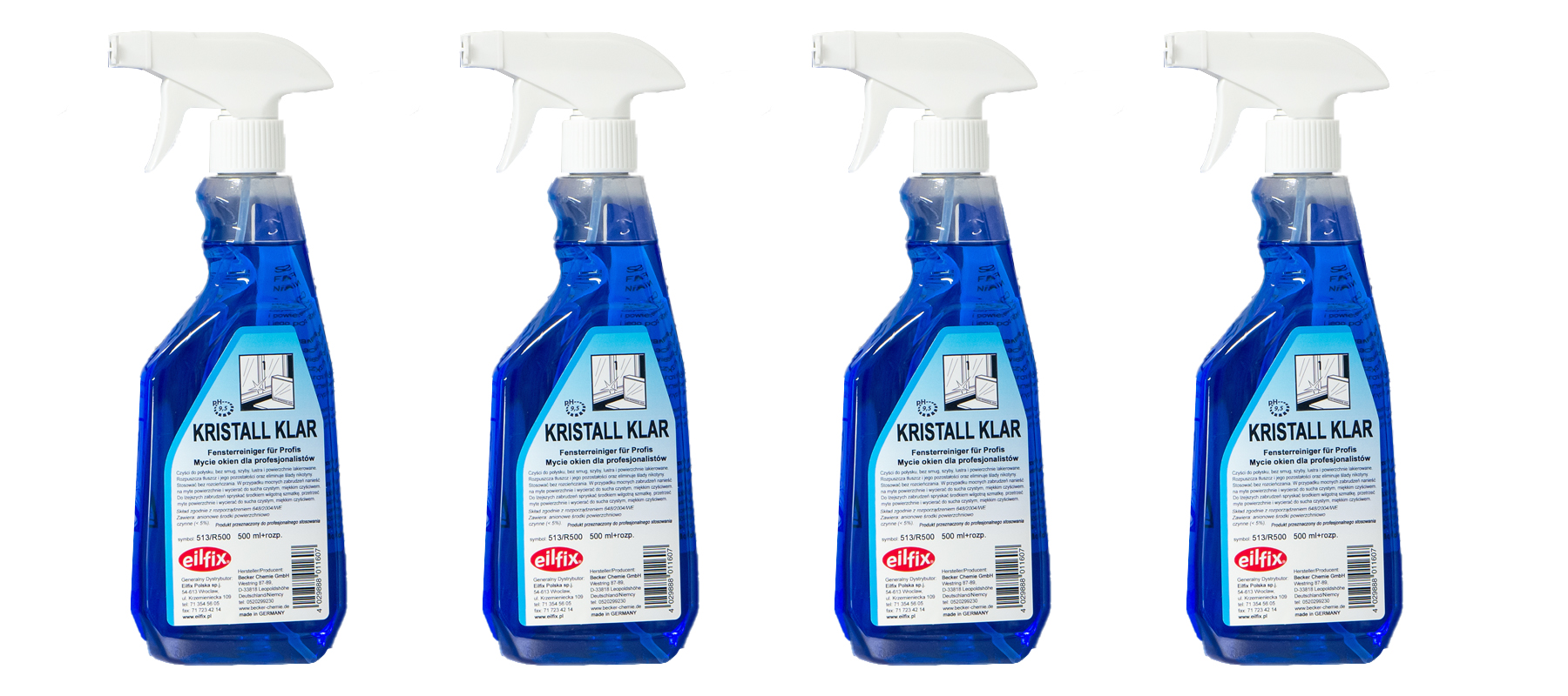 

Eilfix Kristall-klar Zestaw 4 płynów do mycia 500