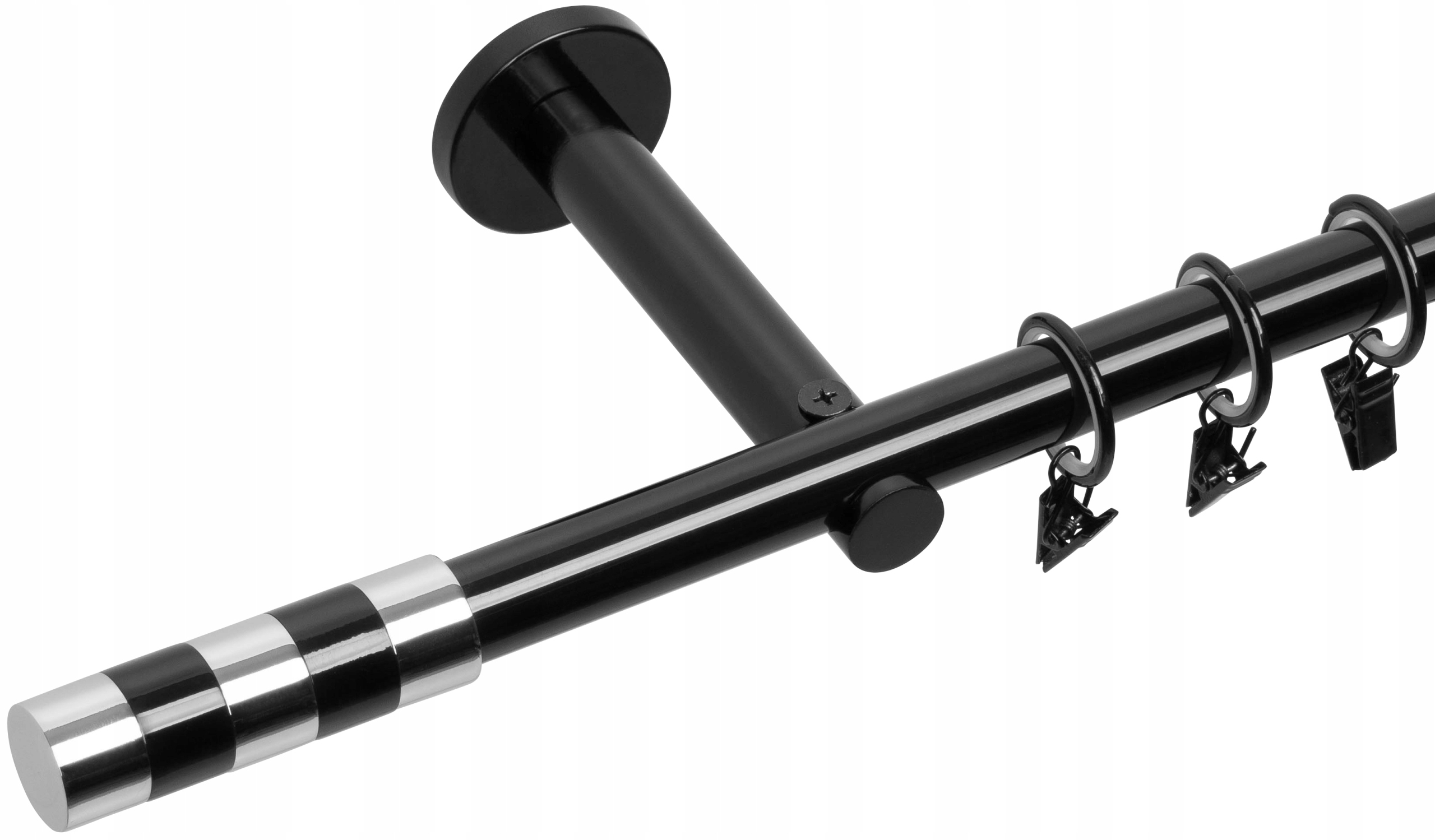 

Karnisz Pojedynczy Czarny Biały Połysk 19mm/120 cm