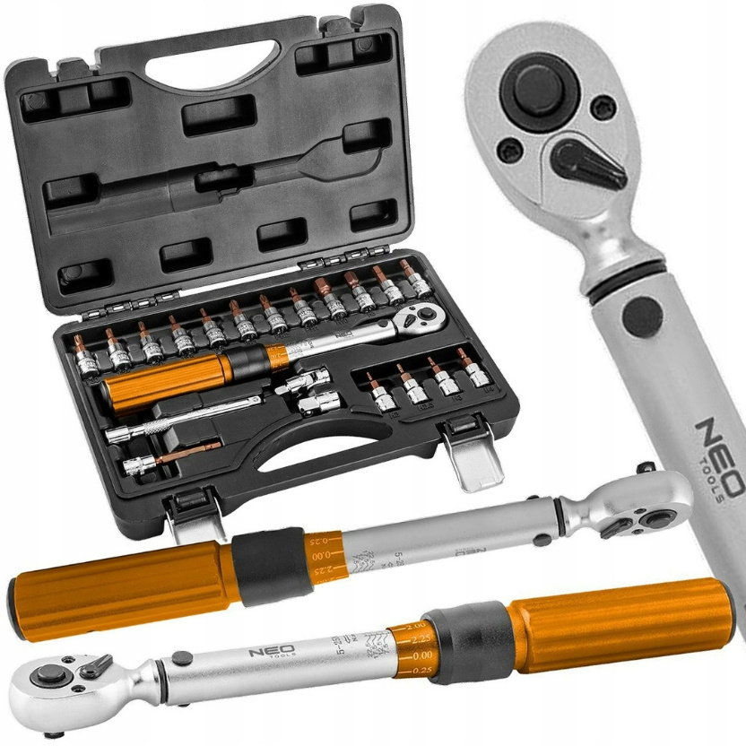 08-821 Momentový Kľúč Obojsmerný 1/4", 5-25 Nm, Sada 21 Kusov