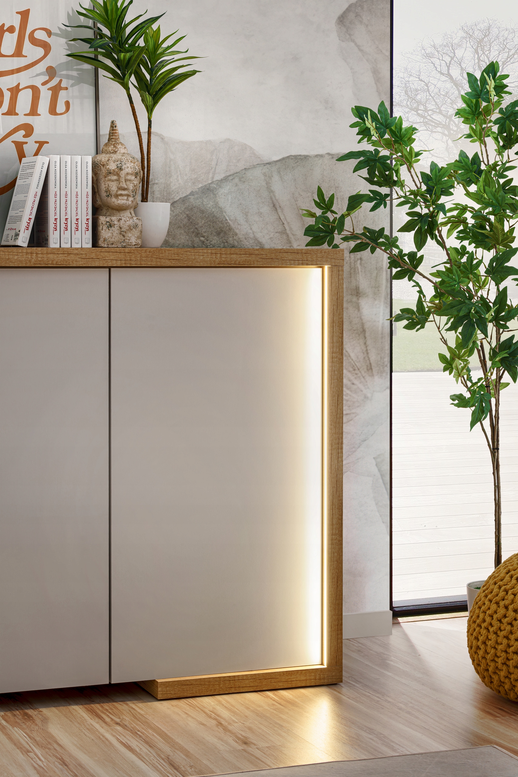 ELEGANCKA WYSOKA WITRYNA / DASAR / SZKŁO / LED Szerokość mebla 64 cm