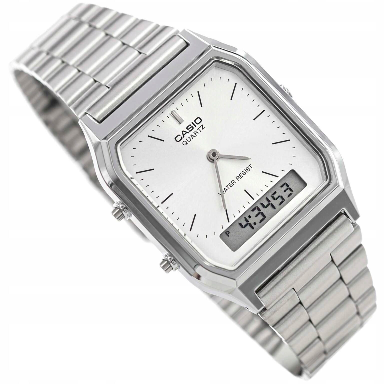 Pánské Hodinky Casio AQ-230A-7A Vintage Stříbrná Datumovka Klasická Stopka