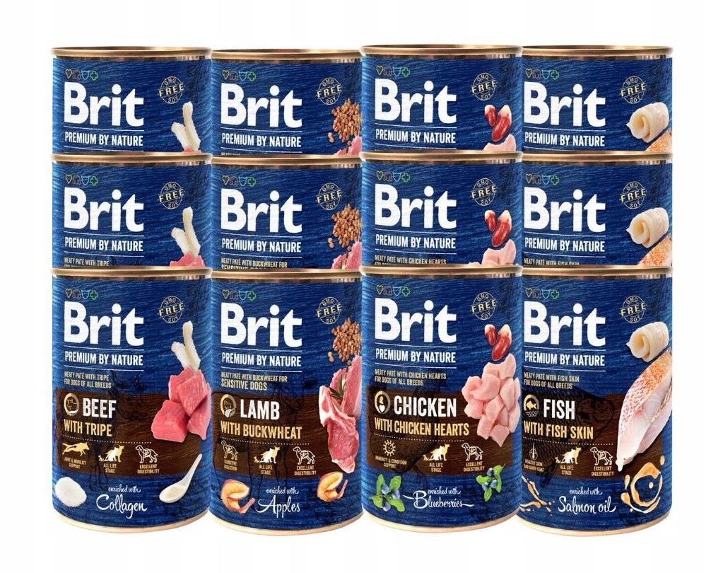 Levně Brit Premium By Nature Vlhké krmivo mix chutí 12x400g