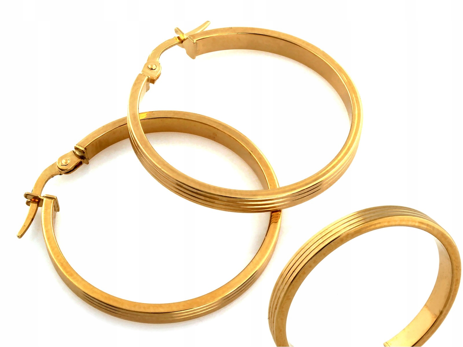 Zlaté Náušnice ryzost 585 14k s frézovanými kruhy 26mm 1,63g pro ženy, dárek