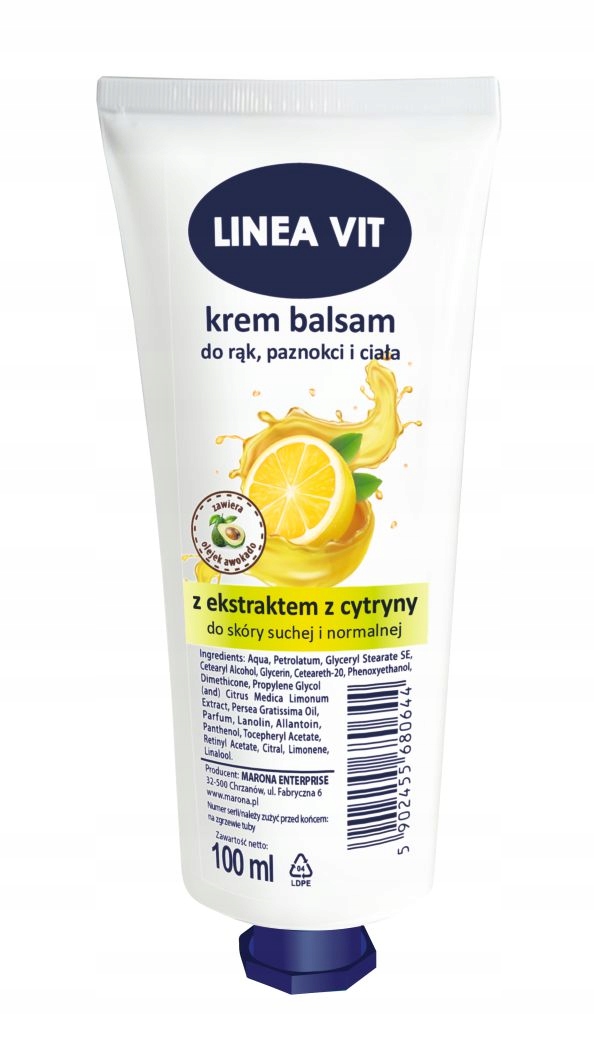 

Krem do rąk nawilżający Cytrynowy 100ml Zdrowy