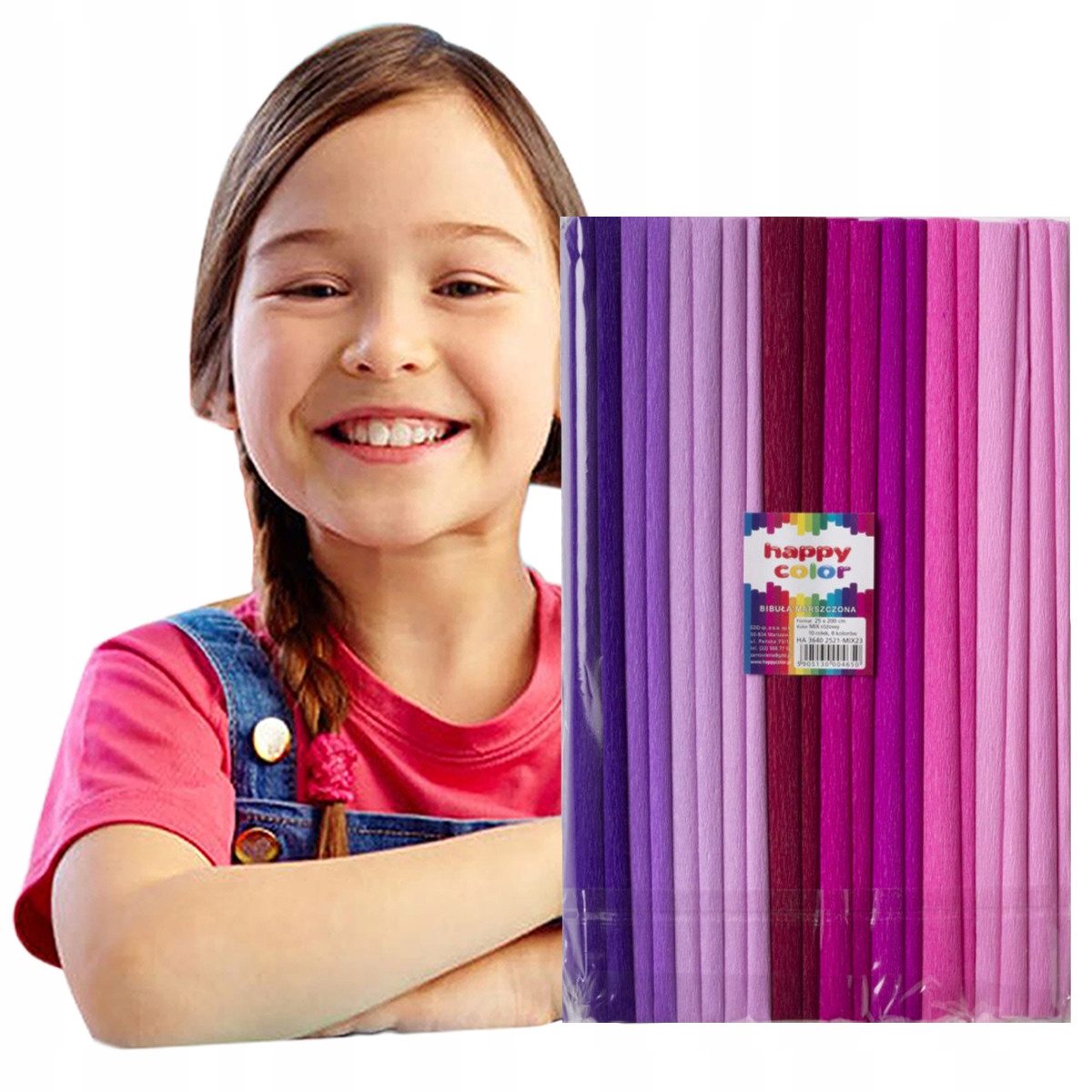 HAPPY COLOR KOLOROWA BIBUŁA OZDOBNA MARSZCZONA RÓŻ