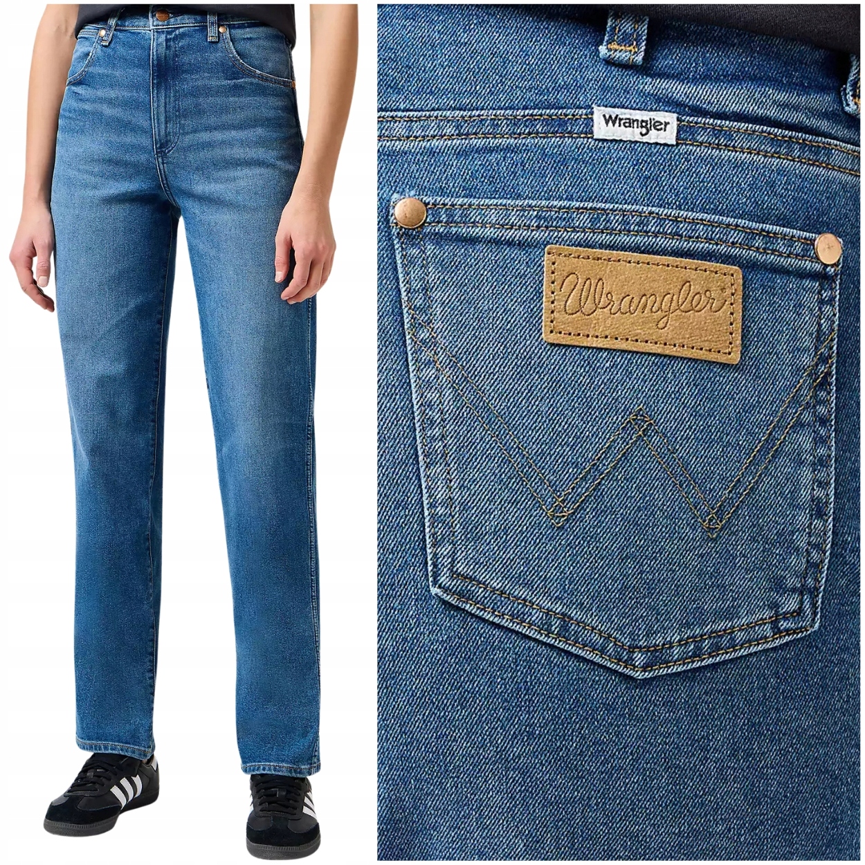 Wrangler Mom Straight Smoke Sea jednoduché dámské džínové kalhoty W30 L34