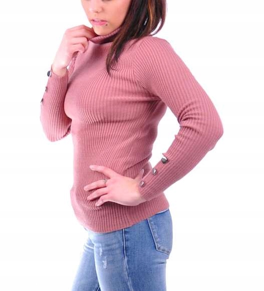 

Śliczny Damski Golf Sweter Brudny róż UB289