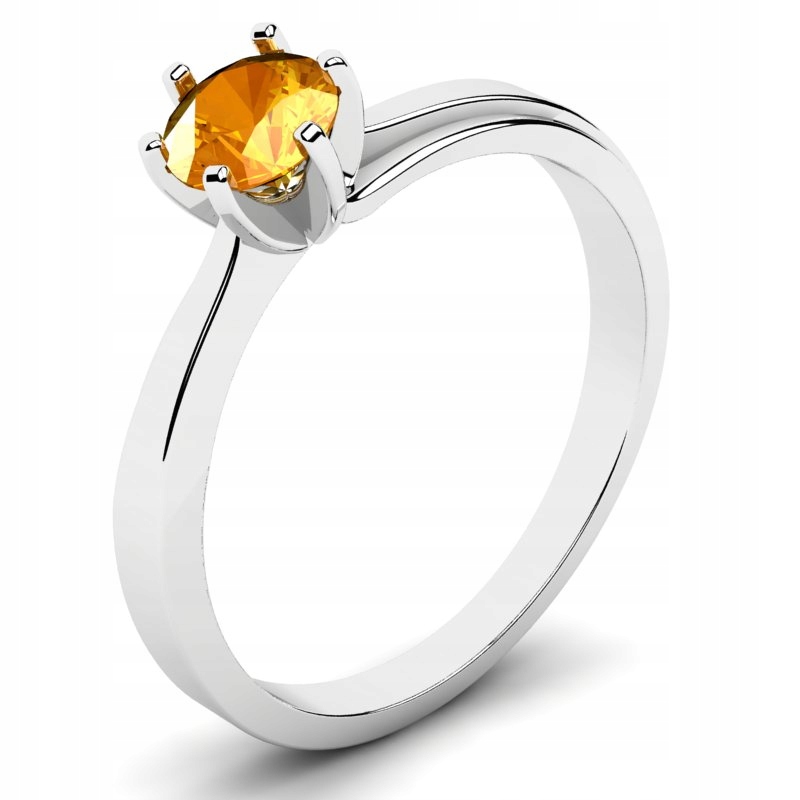 

Pierścionek Z Białego Złota Cytrynowa Cyrkonia 5MM