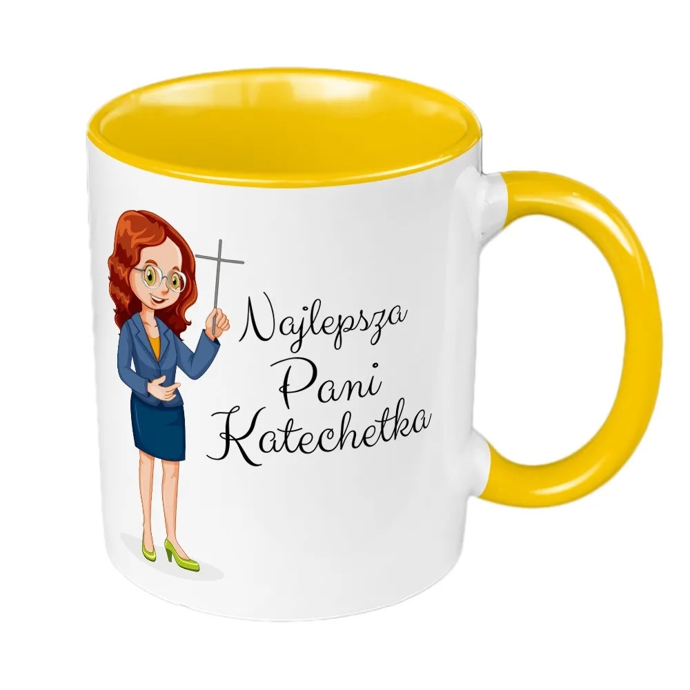 

Kubek 330 ml żółty dla Pani Katechetki.