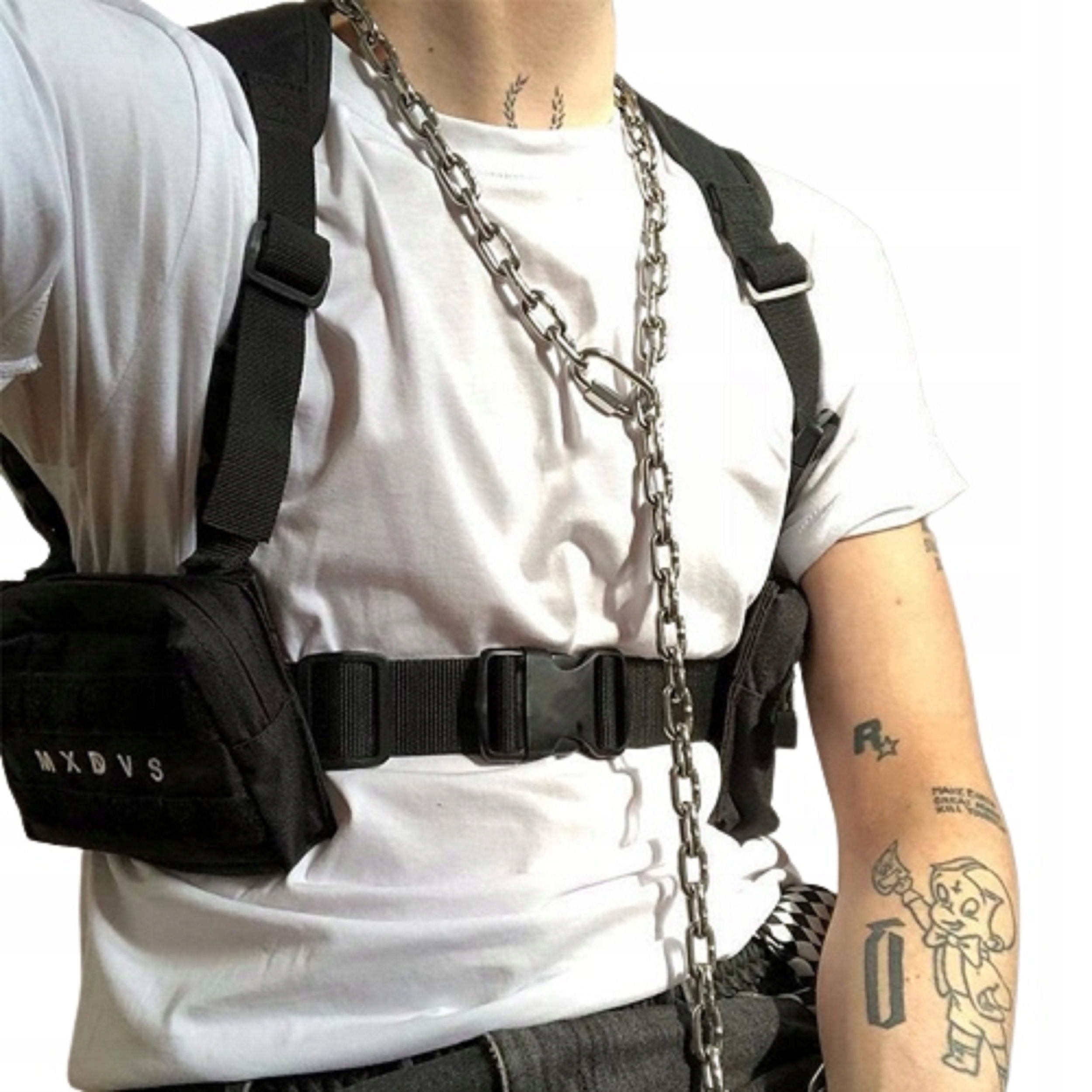 SASZETKA NERKA MĘSKA POJEMNA SPORTOWA KAMIZELKA HIP HOP REGULACJA NA RAMIĘ