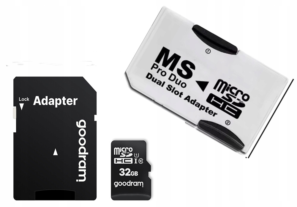 KARTA PAMIĘCI 32GB + ADAPTER MS PRO DUO / SONY PSP Model 32 GB