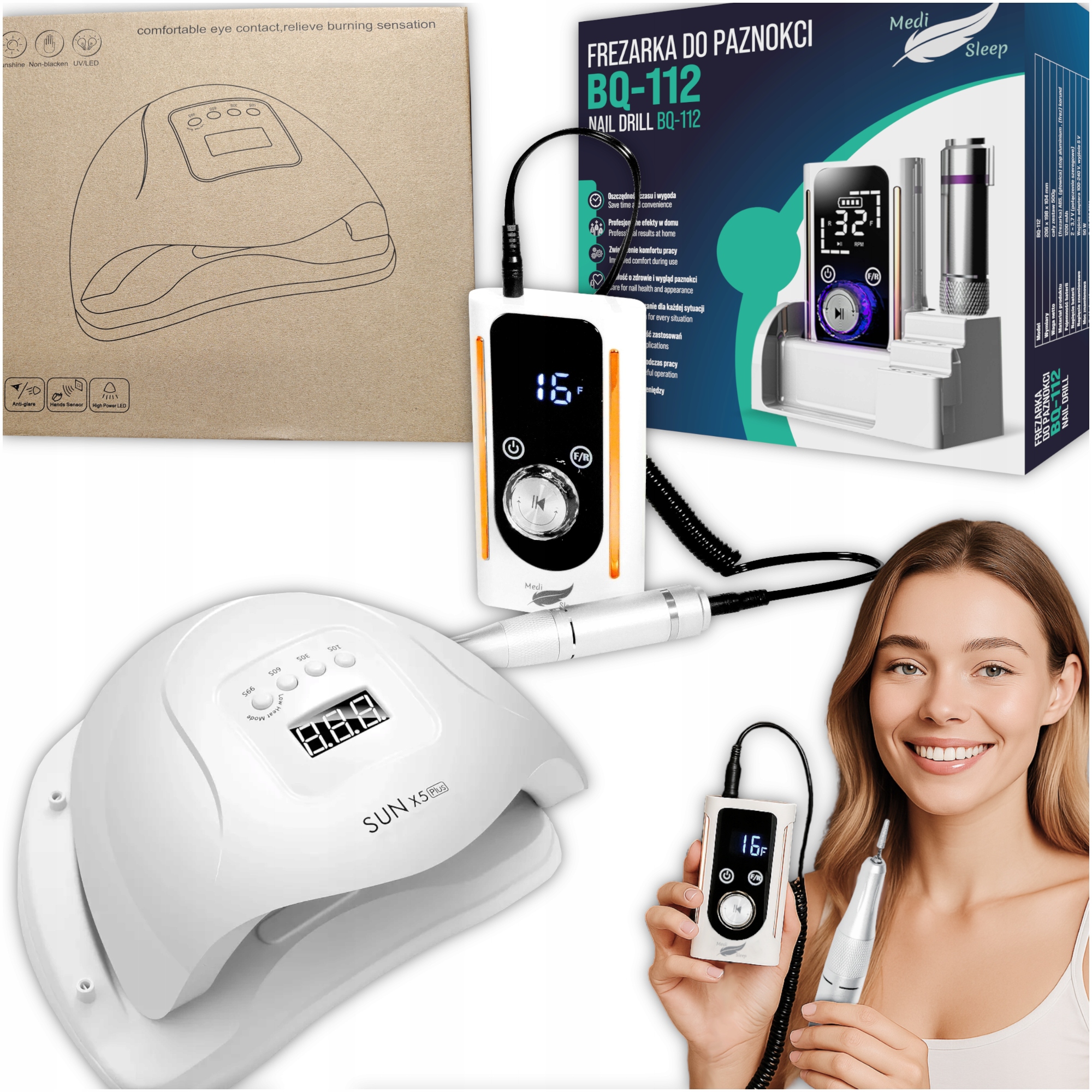 Profesionální Bruska A Lampa Na Nehty, Manikúra, Pedikúra, 45 Tisíc Ot/min