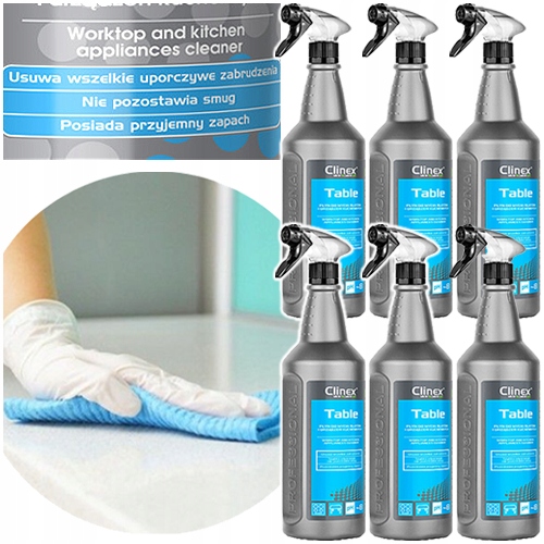 Levně Clinex Table Na Mytí Pracovních Desek A Kuchyňských Spotřebičů Bez Šmouh 1L 6 ks
