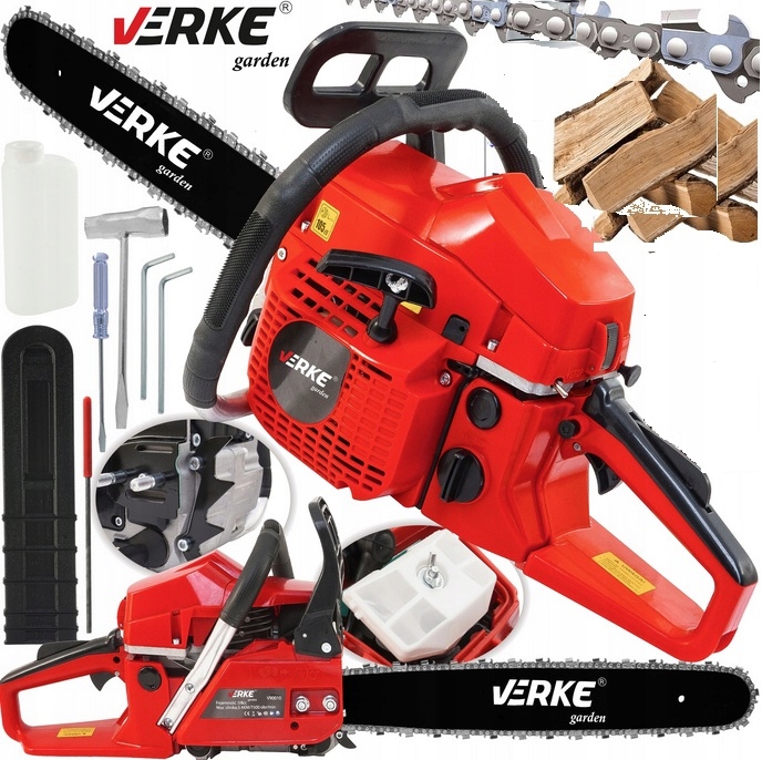 Verke V90010 Piła Spalinowa Pilarka Łańcuchowa 3,5KM Do Drewna Drzewa Mocna