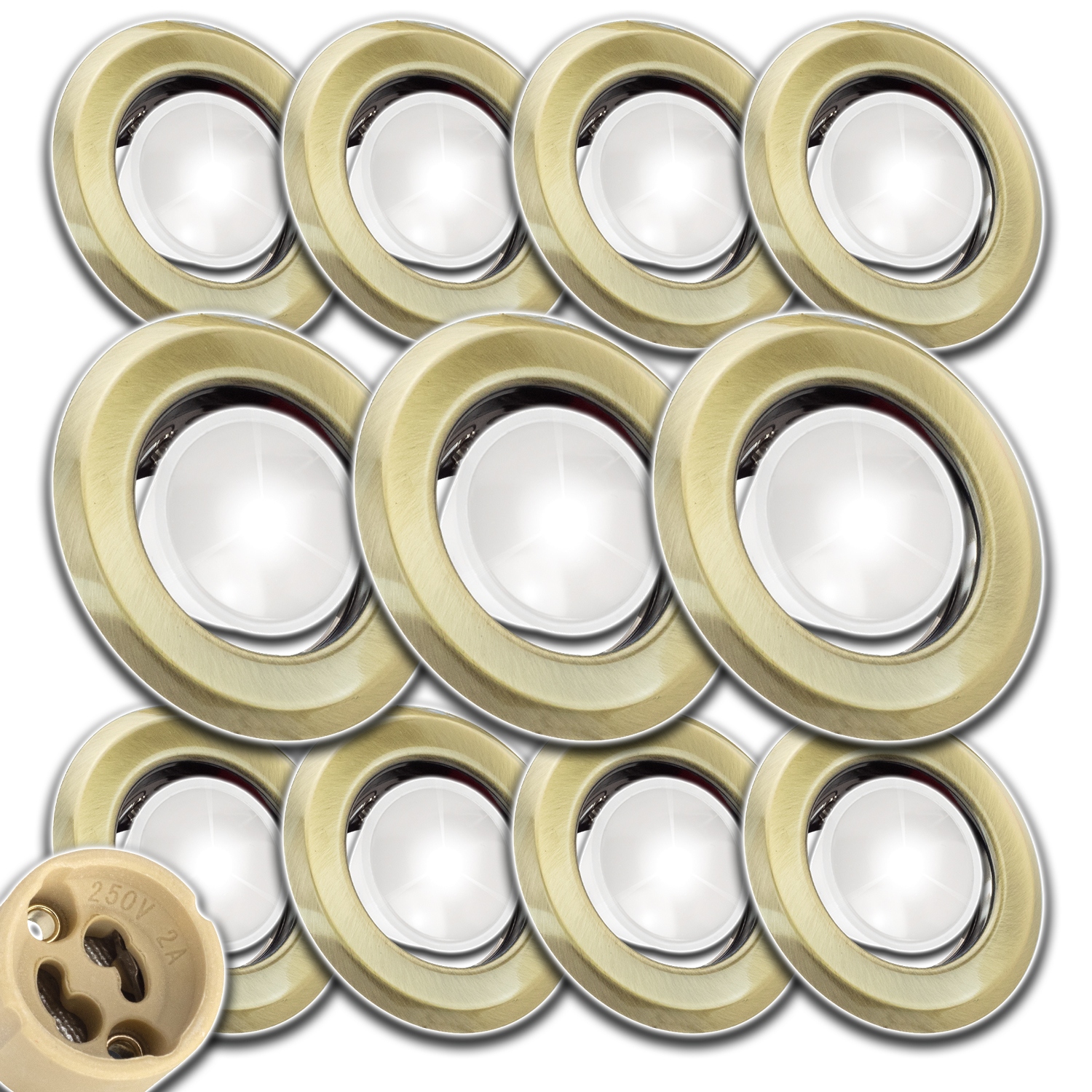 11x Stropní Svítidlo Halogenové Očko S Žárovkou 1,5W Neutrální Hotový Set