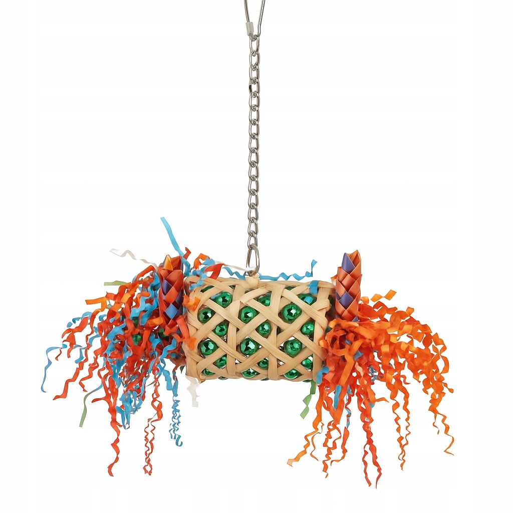 Levně Pletený koš s překvapením přírodní hračka pro všechny papoušky