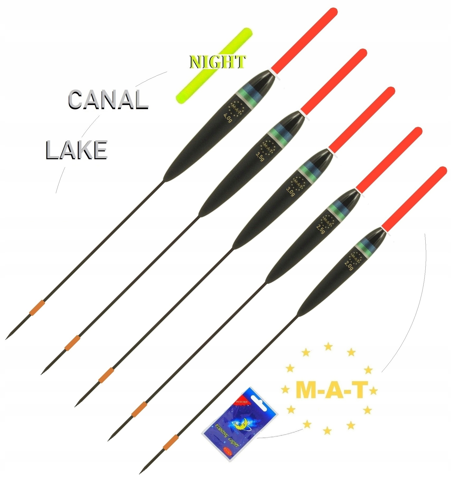 5 X MARKOWY SPŁAWIK Z BALSY POLE MATCH CANAL LAKE - NIGHT 2-4 g M52