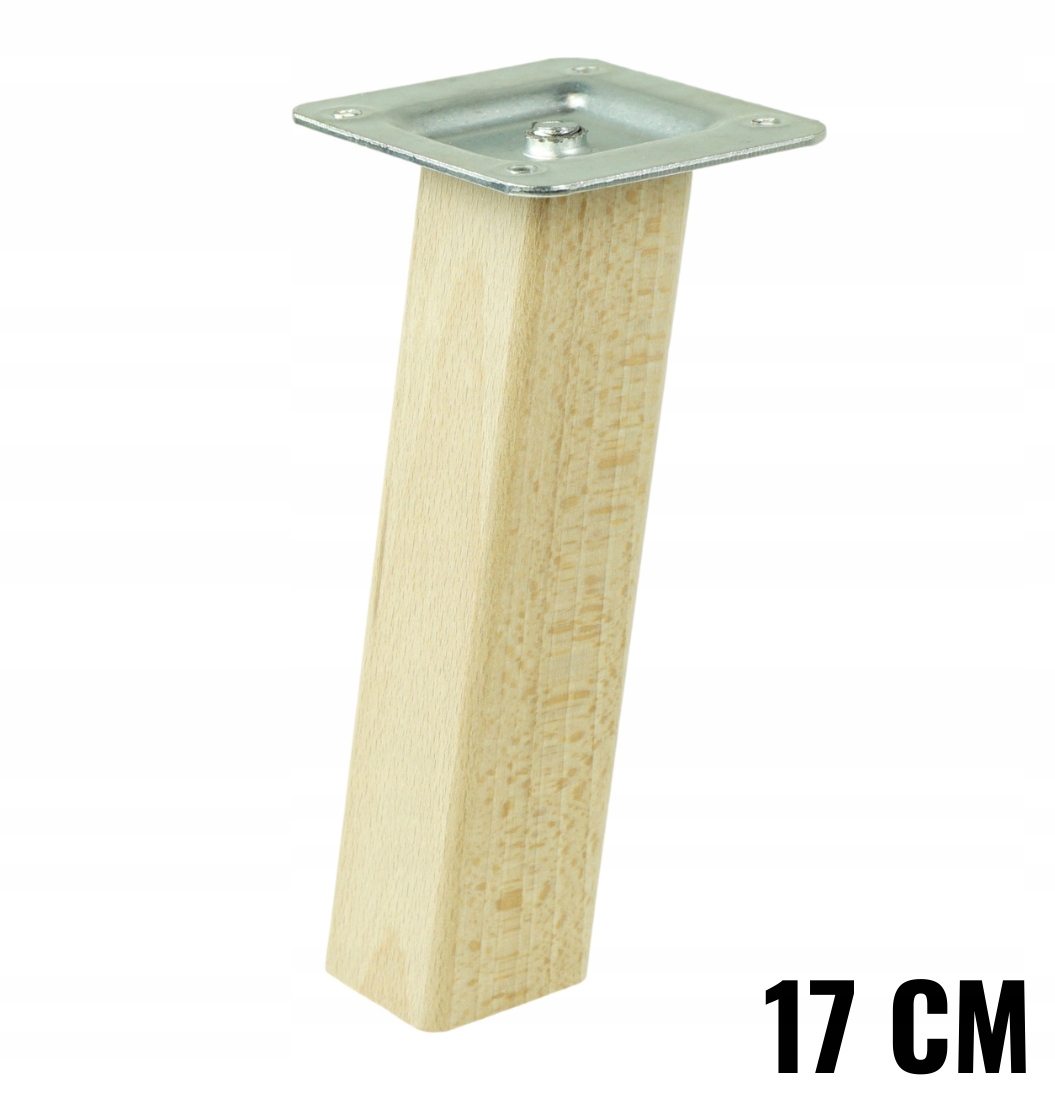 

Nóżka skośna buk 17 cm, kwadrat 32x32 mm z blachą