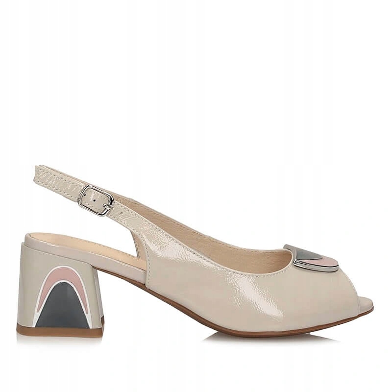 Dámské sandály Loretta Vitale C38120 Grey, béžové, kožené na podpatku