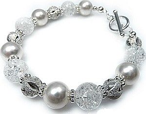 Krystaly Krásný náramek Crystal White Stříbro