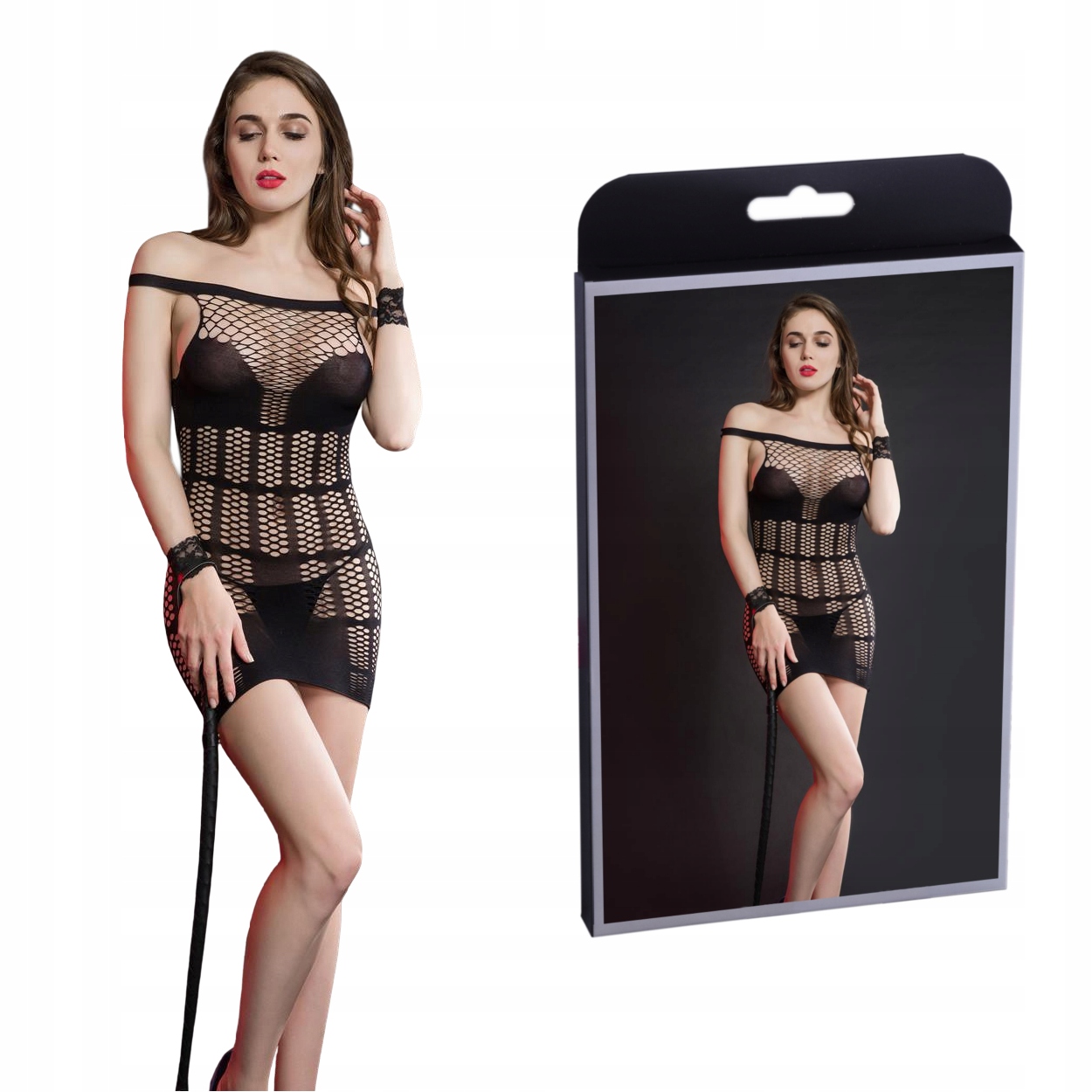 

Sukienka Mini Bodystocking Bielizna Kostium Siatka