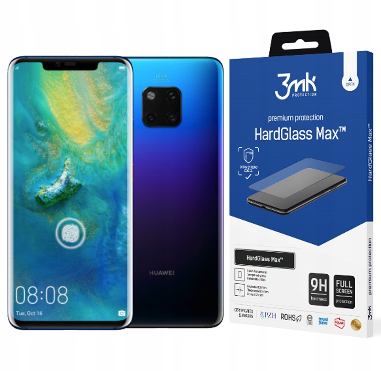 

3MK Szkło HardGlass do Huawei Mate 20 Pro czarne