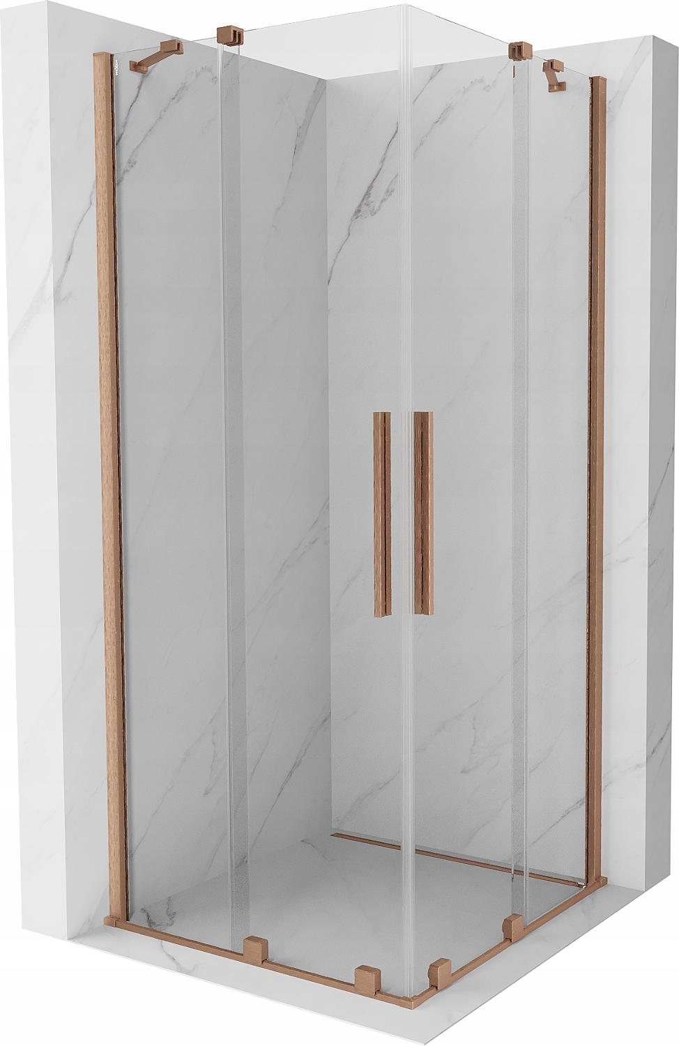 Mexen Velar Duo 80x80 cm, měděná, čiré sklo, posuvné dveře