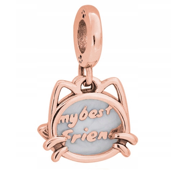 Charms Pozlacený kocour Cat Best Friend Kočička Nejlepší přítel Stříbro 925