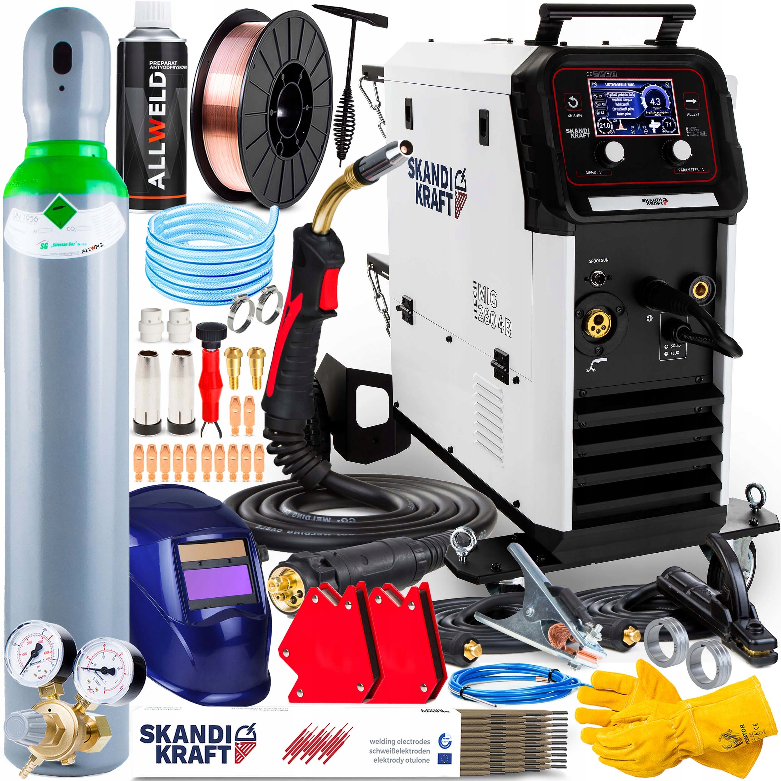 Poloautomatický Svařovací Stroj Skandi Kraft Mig 280 4R 3V1 Mma Tig 400V 280A Auto
