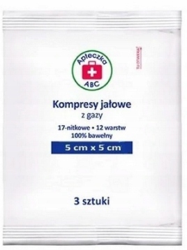 

Kompresy z gazy jałowe 5 x 5 cm 17 nit. Abc 3 szt.