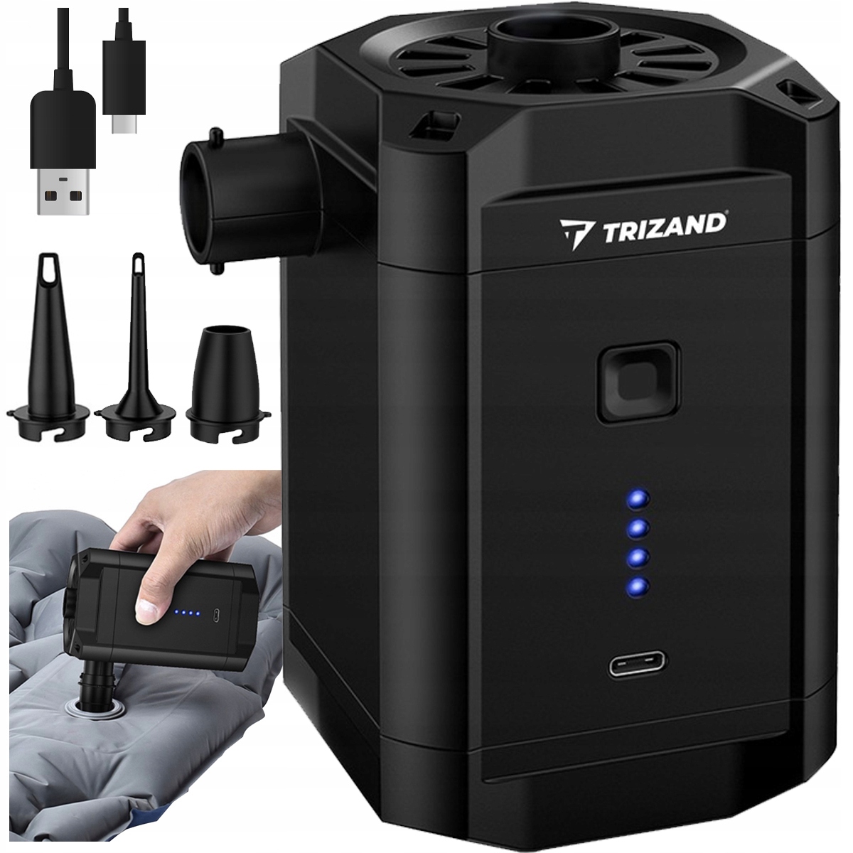 Elektryczna Pompka do Materaca Pontonu Basenu Akumulatorowa USB - typ C Stan opakowania oryginalne