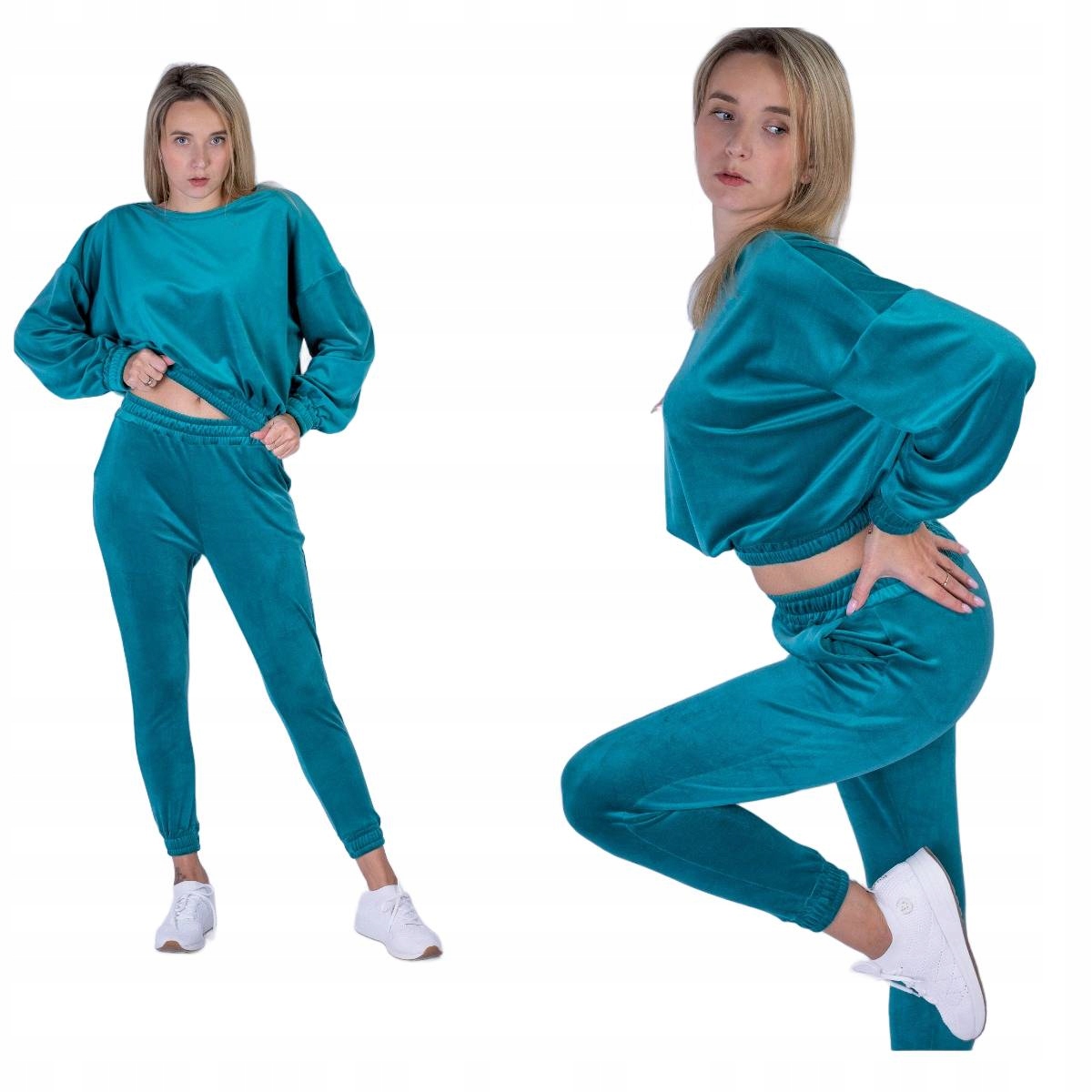 Velurový komplet s legínami lahvově zelené barvy S136 M/L