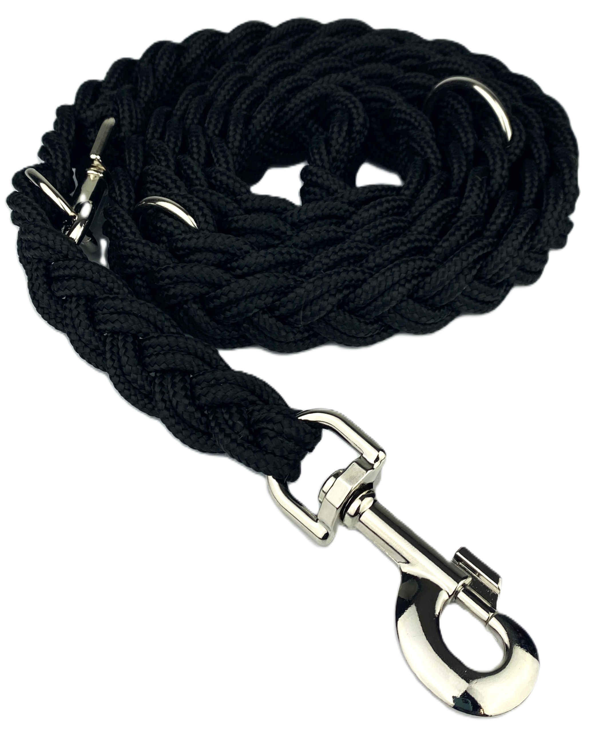 Smycz Przepinana Pleciona Z Linki Warkocz 240 CM 25 MM Czarna