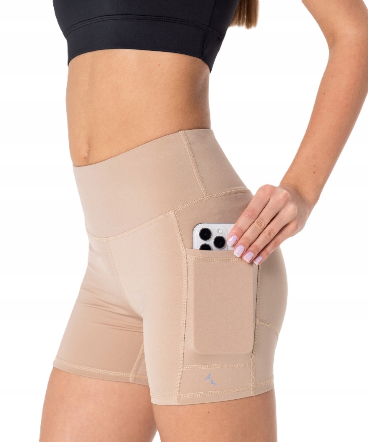 Szorty sportowe wysoki stan kieszenie Pockets Shorts Carpatree L beżowy