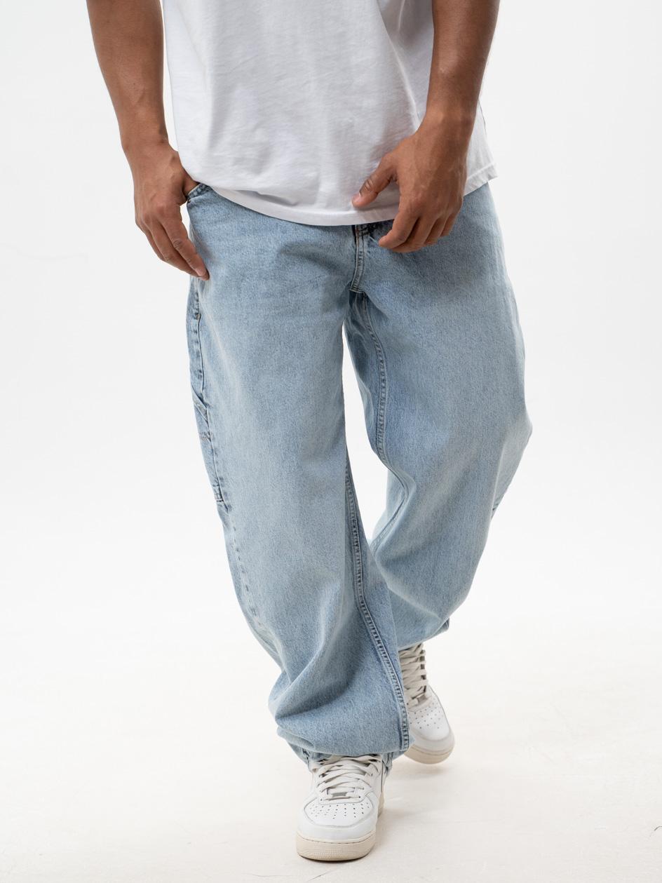 Džíny Pánské Baggy Cargo Volné Střih Světle Modré Jigga L