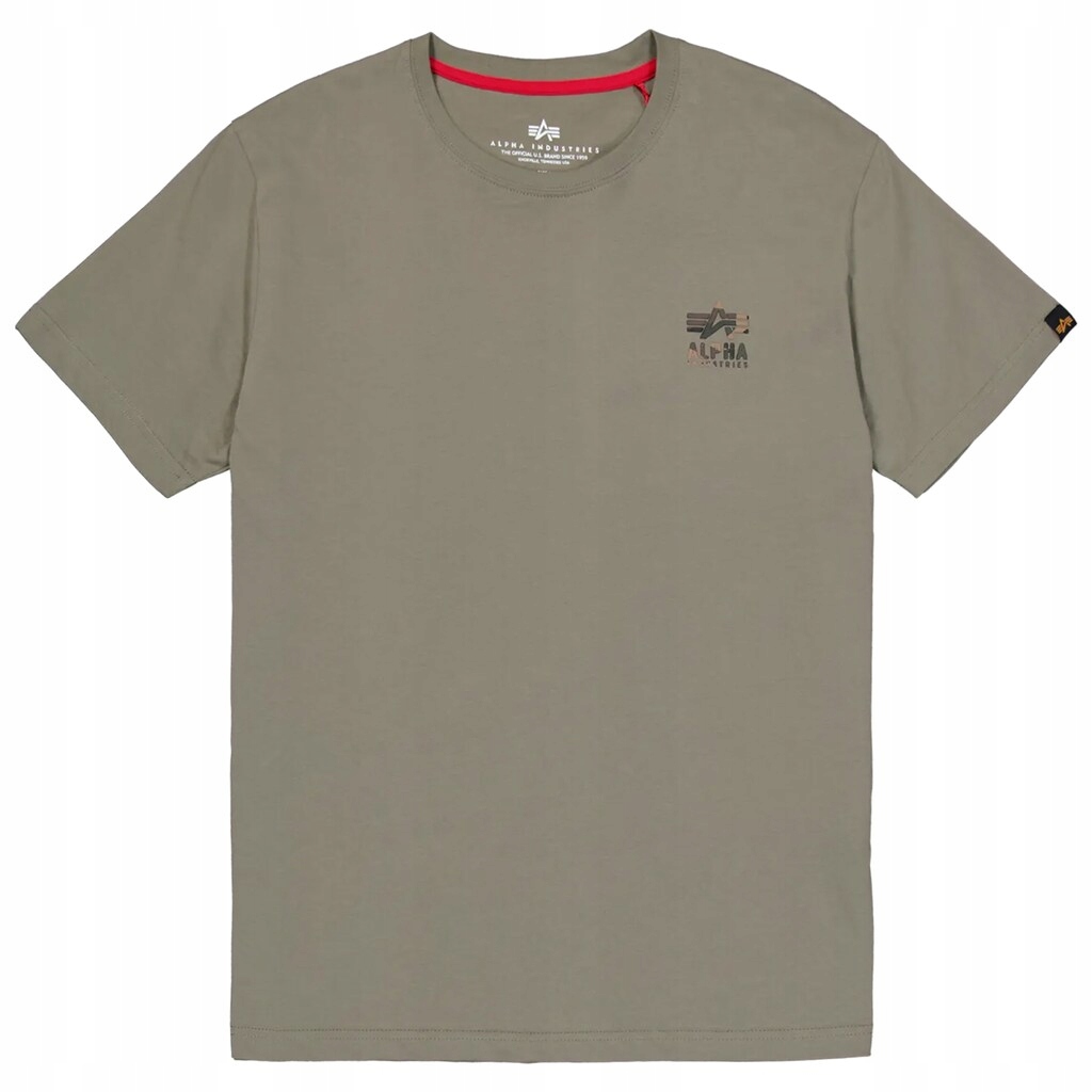 Tričko bavlněné tričko Alpha Industries Camo Logo Puff Print Olive L