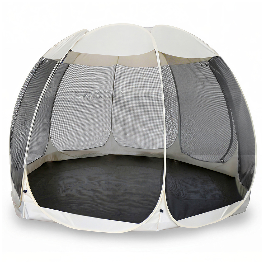 Pavilon Kulatý Zahradní altán Stan s moskytiérou Béžová Cama 350 cm