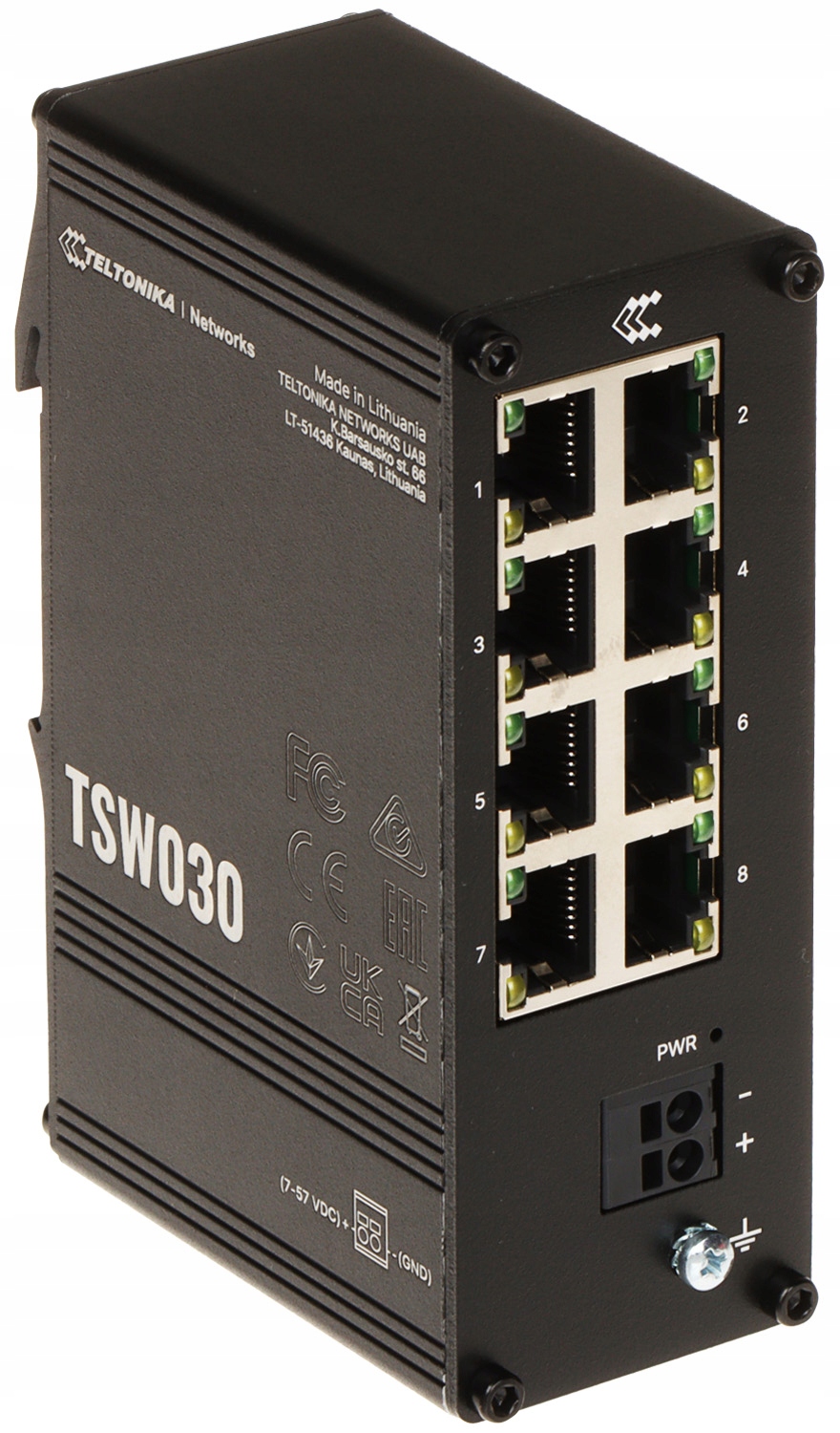 Průmyslový Přepínač Teltonika Switch TSW030, 8 portů RJ45, 10/100 Mbps, Din