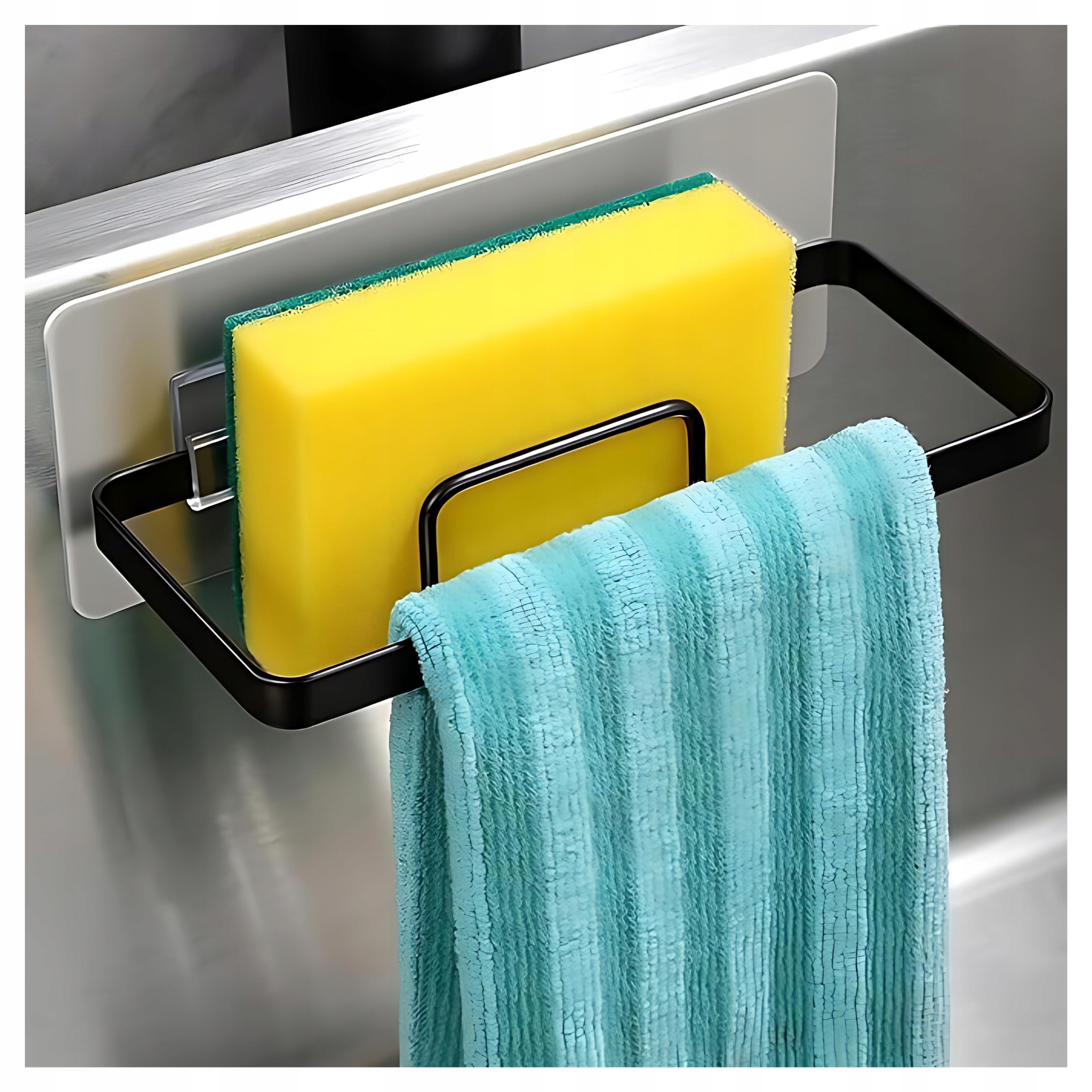 SAMOPRZYLEPNY METALOWY UCHWYT WIESZAK HACZYK NA GĄBKĘ DO NACZYŃ ORGANIZER