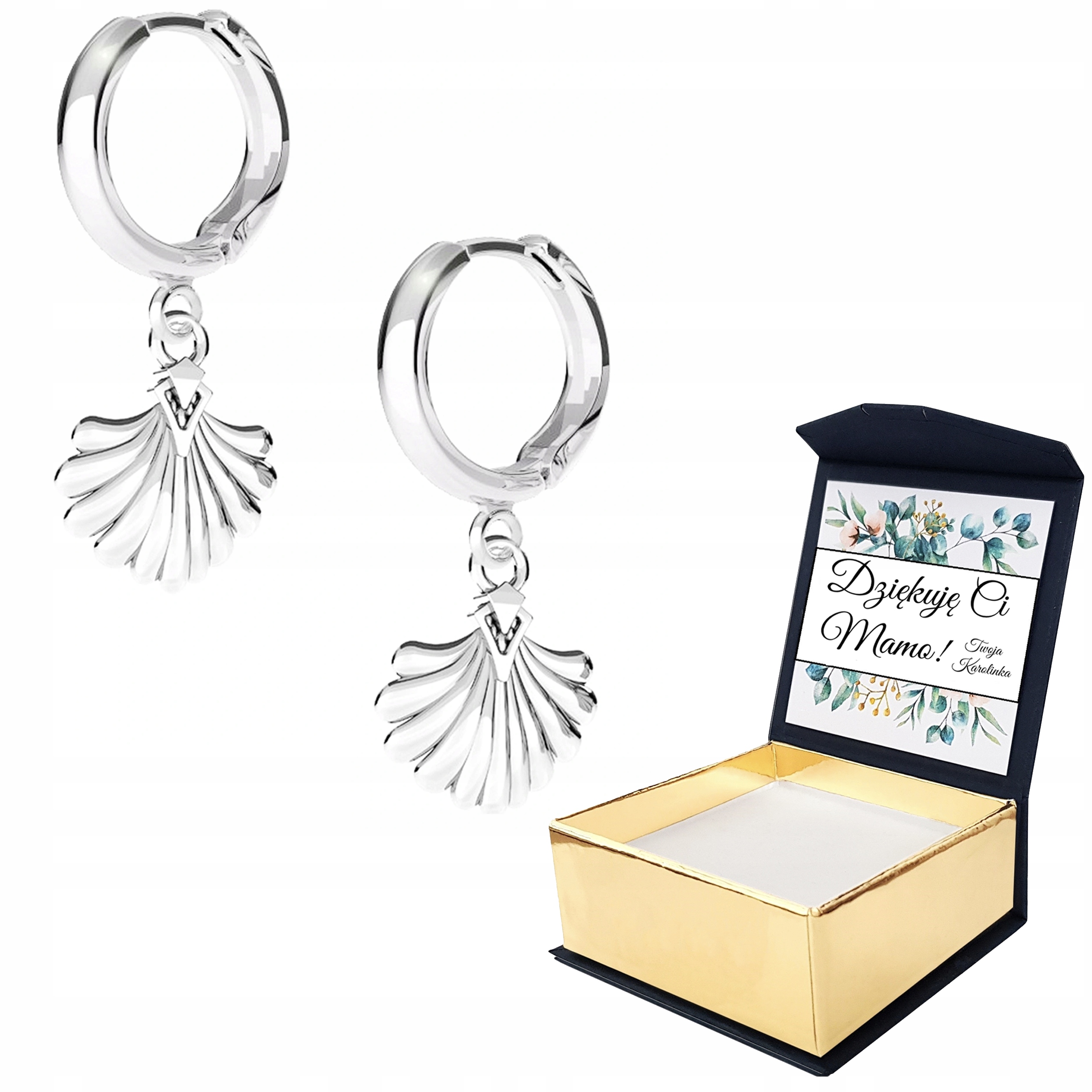 Stříbrné náušnice Mušle 925 Vlastní Potisk